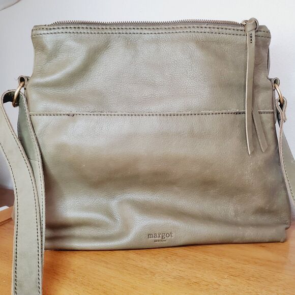 Margot Green Leather Hobo Purse Womens Slouchy Double Zip Cross body Casual Bag - Picture 4 of 12